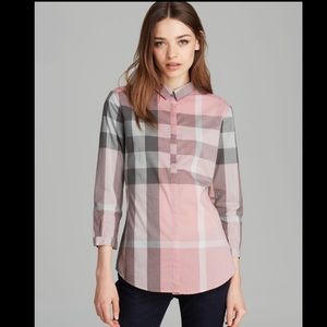 pink burberry button up shirt